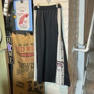 Adidas Black Maxi Skirt with Grey and White Logo Stripe and Snaps Women Reg XS